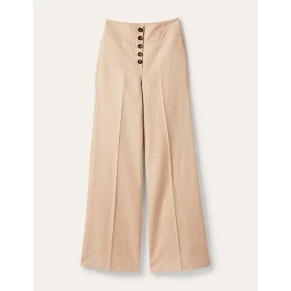 BODEN NWT High Waist Wide Leg Trousers Size US 2 Petite Cotton Linen $159 MSRP - Picture 12 of 12